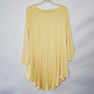 Roaman's Asymmetric Hem Tunic Size 18/20 Butter Yellow A-line Lightweight Top